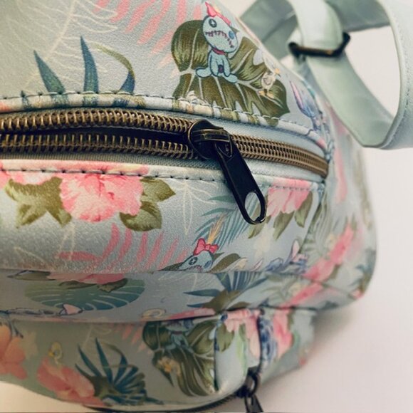 Loungefly Disney Stitch Tropical Hibiscus Floral Monstera leaf Mini Backpack EUC main image 9